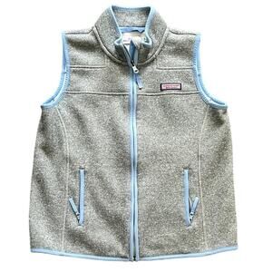 Vineyard Vines Full Zip Fleece Sweater Vest Heather Gray Girls XL (16)
